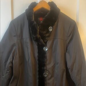Gallery Women's Black Jacket with Faux Fur Lining and Accents